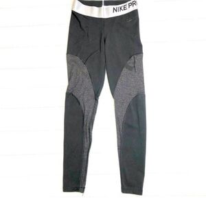 Nike Pro Dri Fit Black Gold Silver Leggings Joggers, Size XS